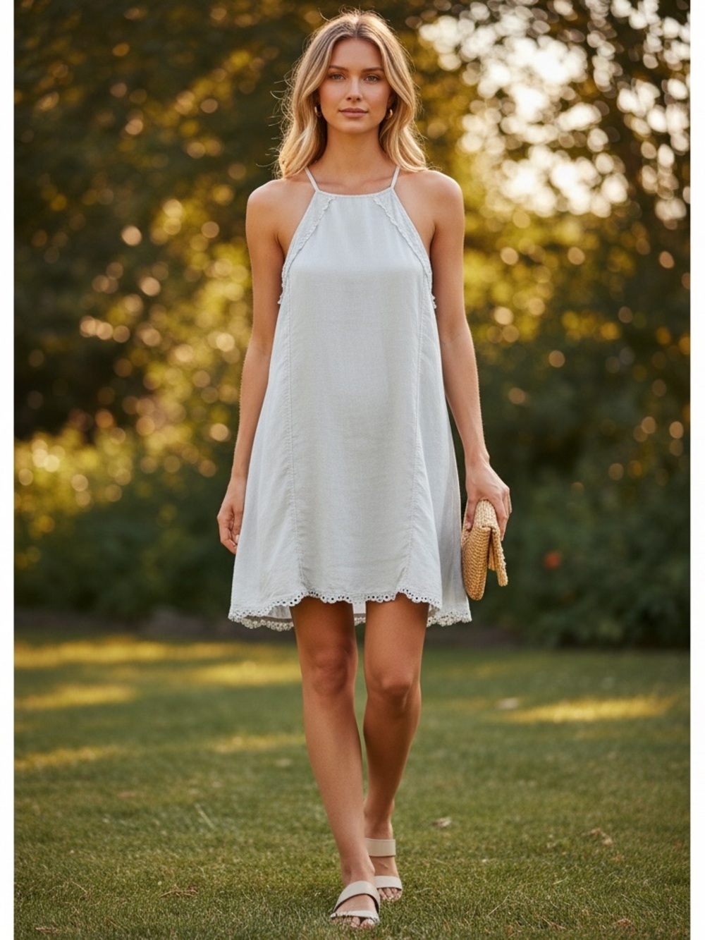Cloth & Stone Anthropologie Frayed, Raw-Edge Neckline Halter Gray Size  S